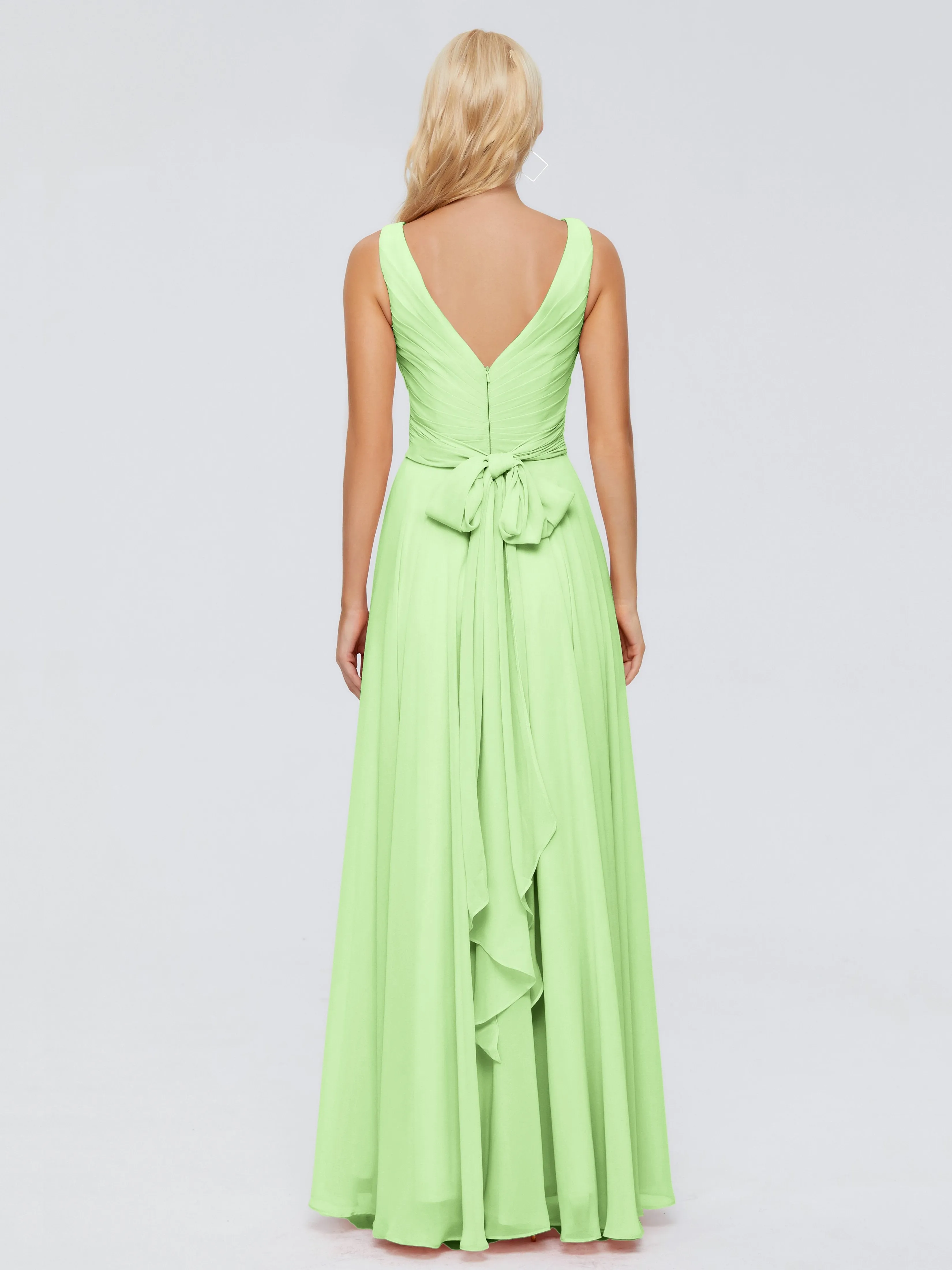 Sage Green Bridesmaids Dresses Ryleigh Flowy Chiffon Bridesmaid Dresses With Bow