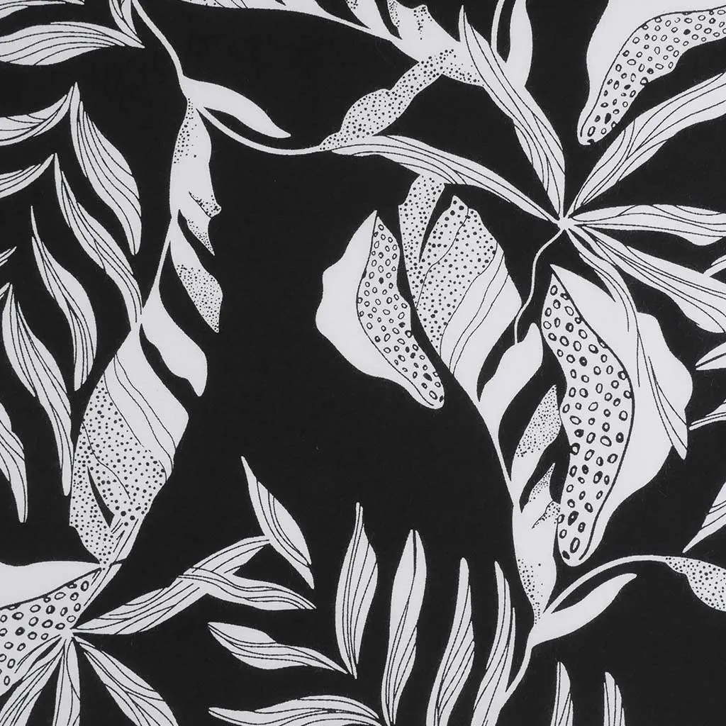 Sierra - Black Leaves Viscose Poplin Woven Fabric