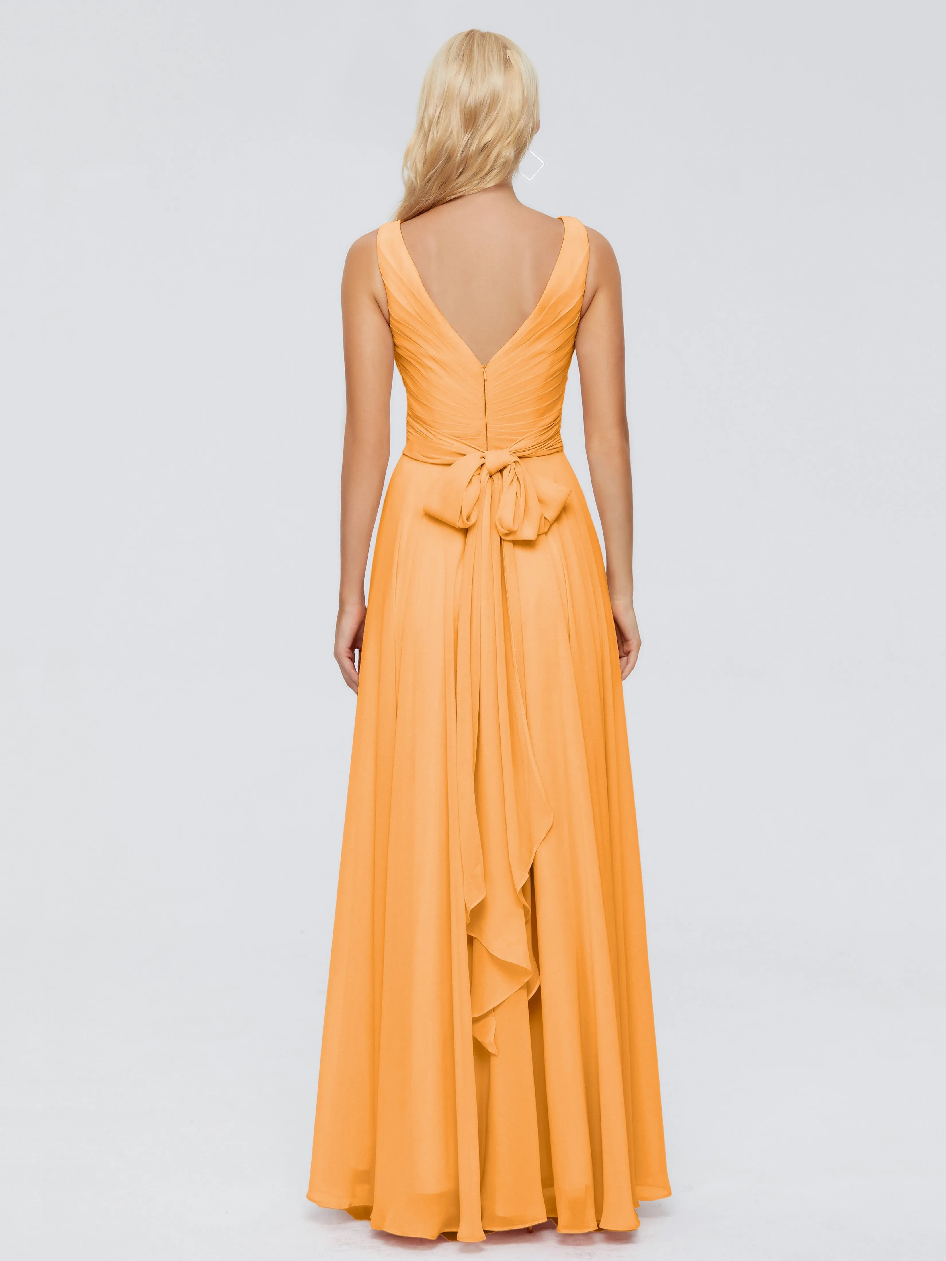 Tangerine Orange Bridesmaid Dress Ryleigh Flowy Chiffon Bridesmaid Dresses With Bow