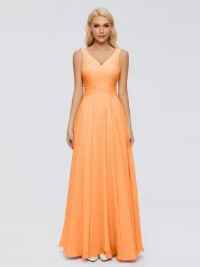 Tangerine Orange Bridesmaid Dress Ryleigh Flowy Chiffon Bridesmaid Dresses With Bow