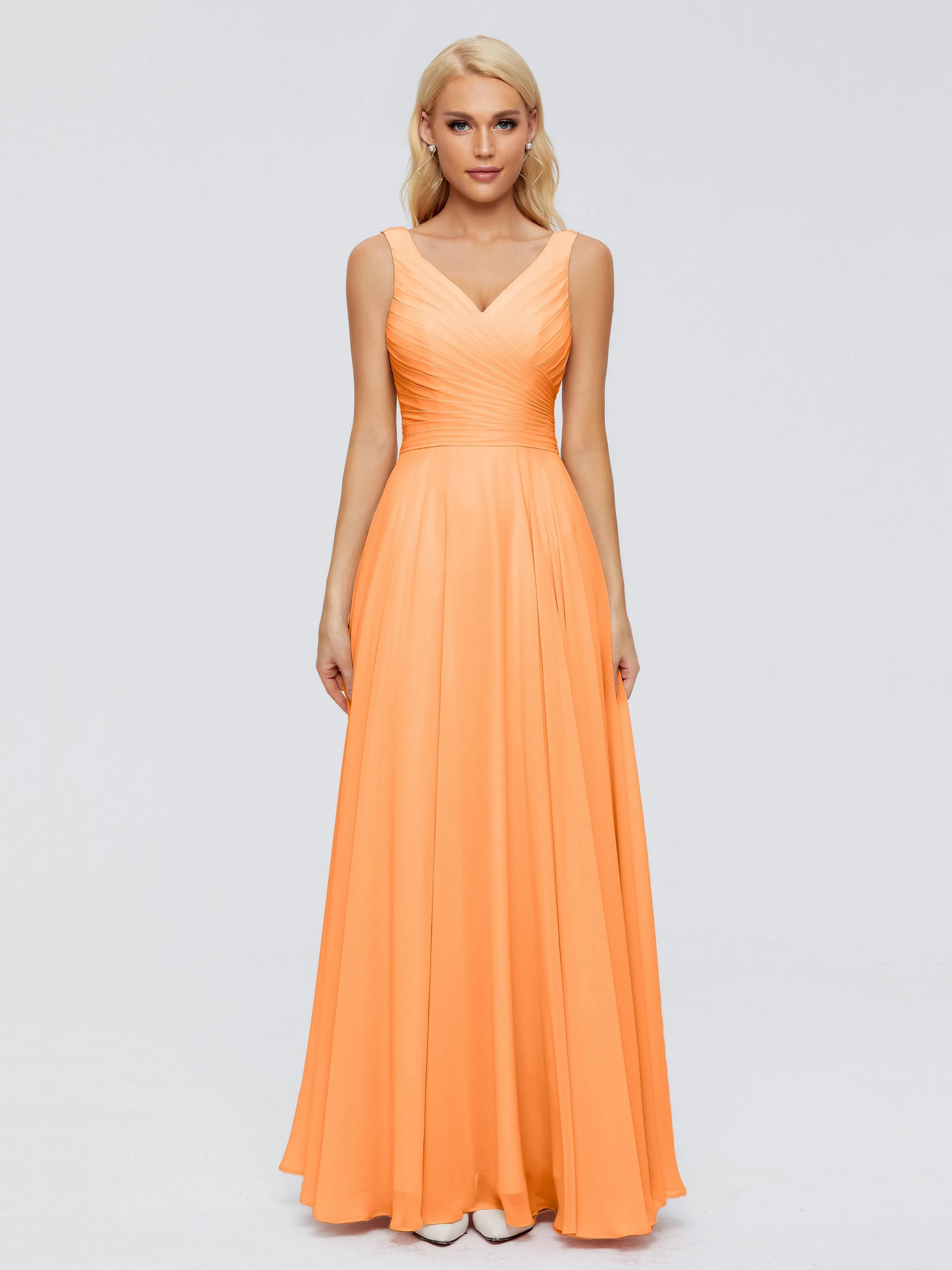 Tangerine Orange Bridesmaid Dress Ryleigh Flowy Chiffon Bridesmaid Dresses With Bow