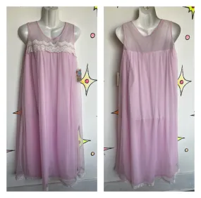 Vintage 60s | Double Layer Chiffon Sheer Pink Babydoll Nighty | M