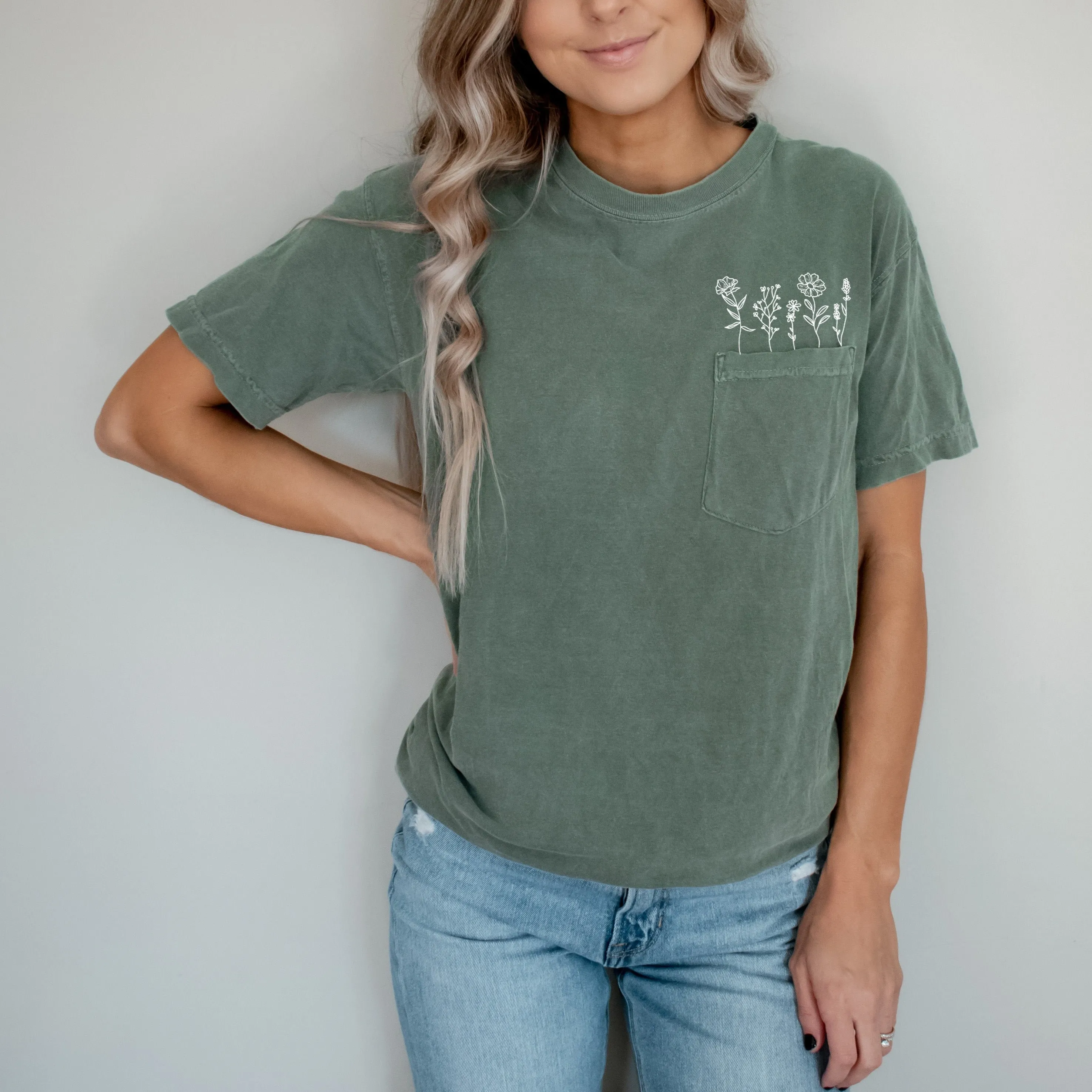 Wildflowers Plant Comfort Colors Pocket T Shirt